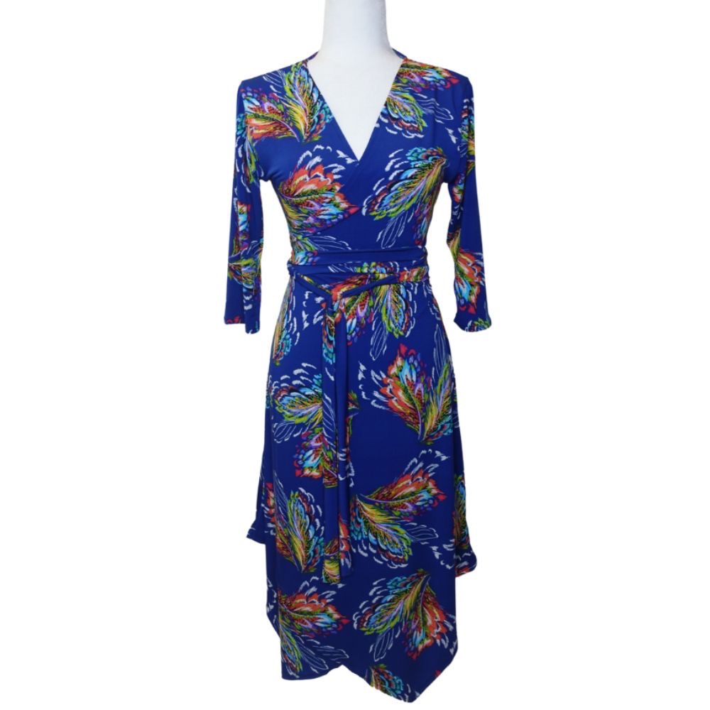 Cobalt Print Wrap Dress L-Xl